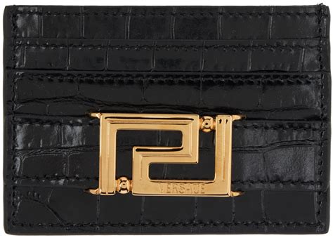 versace black greek key card holder|Versace: Black Greca Goddess Card Holder .